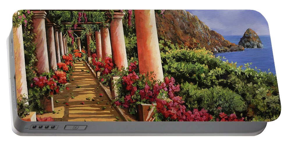 Buganville Portable Battery Charger featuring the painting Bouganville Sul Golfo by Guido Borelli