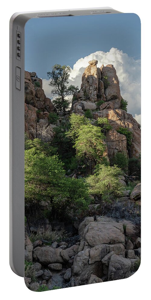 Arizona Portable Battery Charger featuring the photograph Boulder Glow by Gaelyn Olmsted