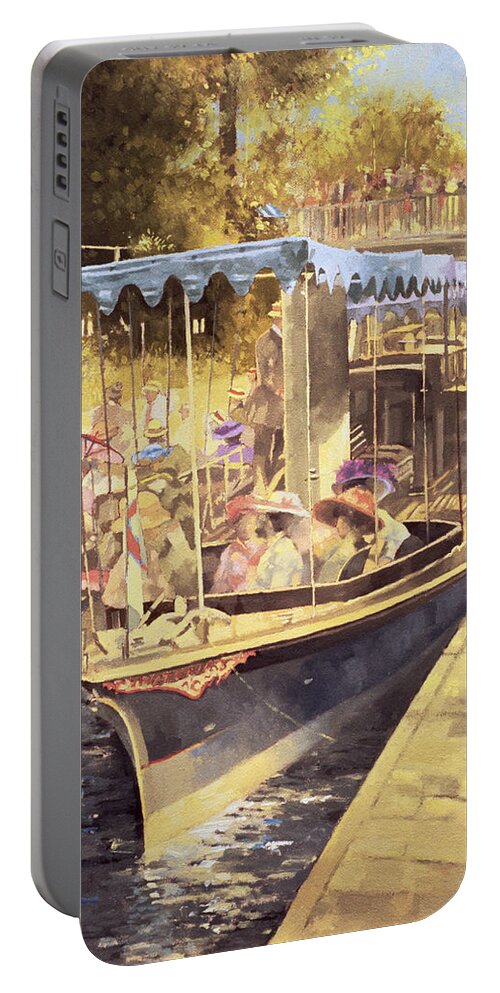 River Thames Portable Battery Charger featuring the painting Boulter's Lock by Peter Miller
