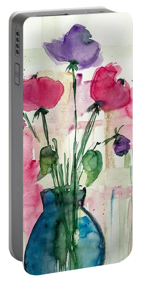 Bouquet Portable Battery Charger featuring the painting Bouquet 7 by Britta Zehm