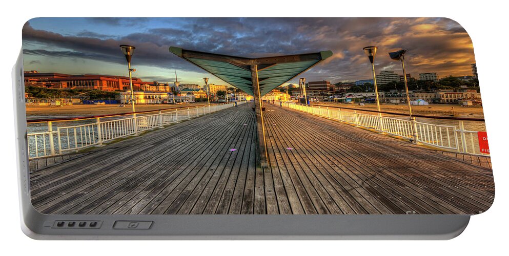 Hdr Portable Battery Charger featuring the photograph Bournemouth Pier Sunrise 2.0 by Yhun Suarez