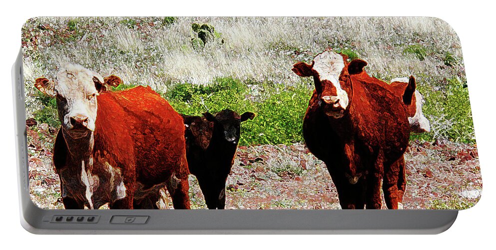 Cows Portable Battery Charger featuring the photograph Bovine by Charles Benavidez
