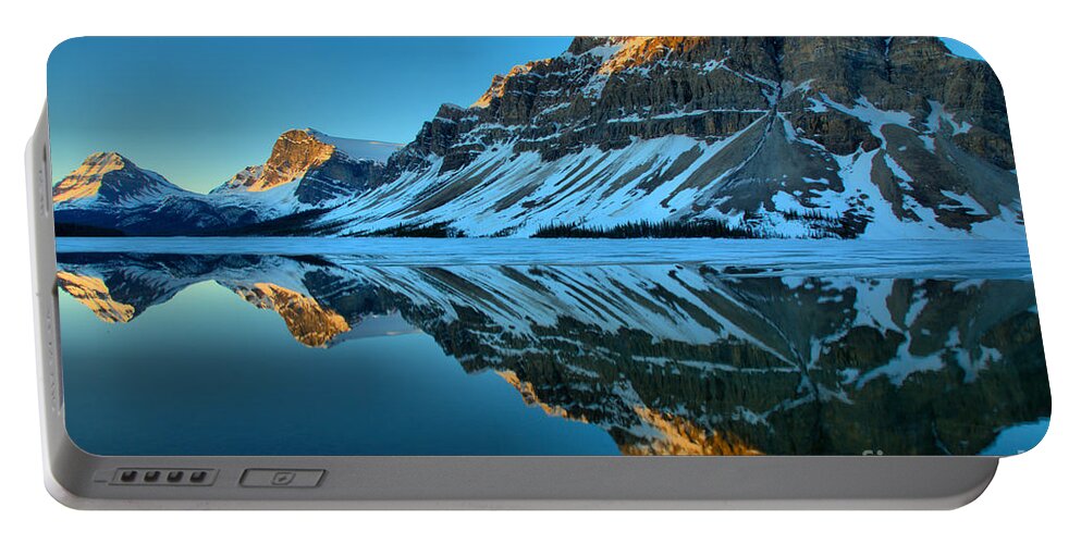 Bow Lake Portable Battery Charger featuring the photograph Bow Lake Sunrise Reflections by Adam Jewell