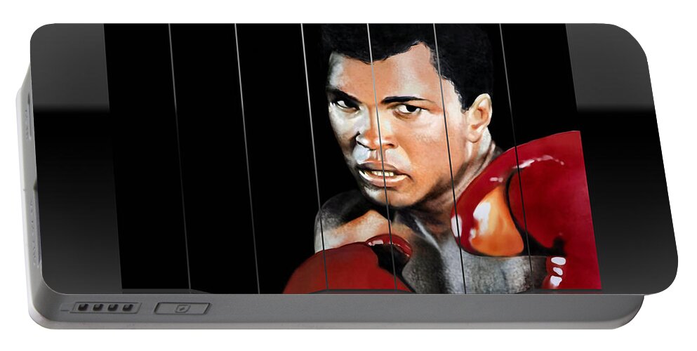 Sports Portable Battery Charger featuring the mixed media Boxing Great Muhammad Ali by Marvin Blaine