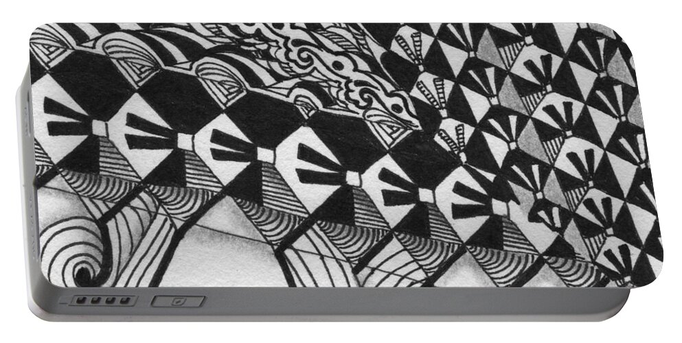 Zentangle Portable Battery Charger featuring the drawing Boze Study by Jan Steinle