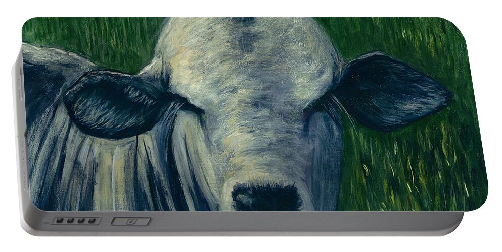 #brahma #brahman #cows #animals #livestock Portable Battery Charger featuring the painting Brahma Bull by Allison Constantino