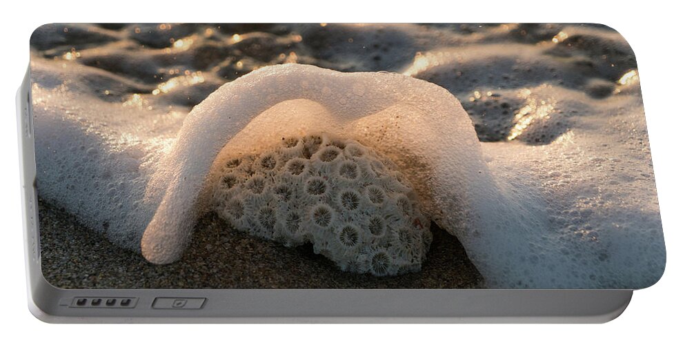 Florida Portable Battery Charger featuring the photograph Coral Foamy Splash Delray Beach Florida by Lawrence S Richardson Jr