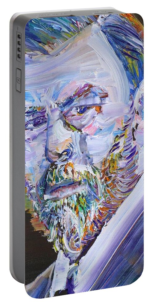 Bram Stoker Portable Battery Charger featuring the painting BRAM STOKER - oil portrait by Fabrizio Cassetta