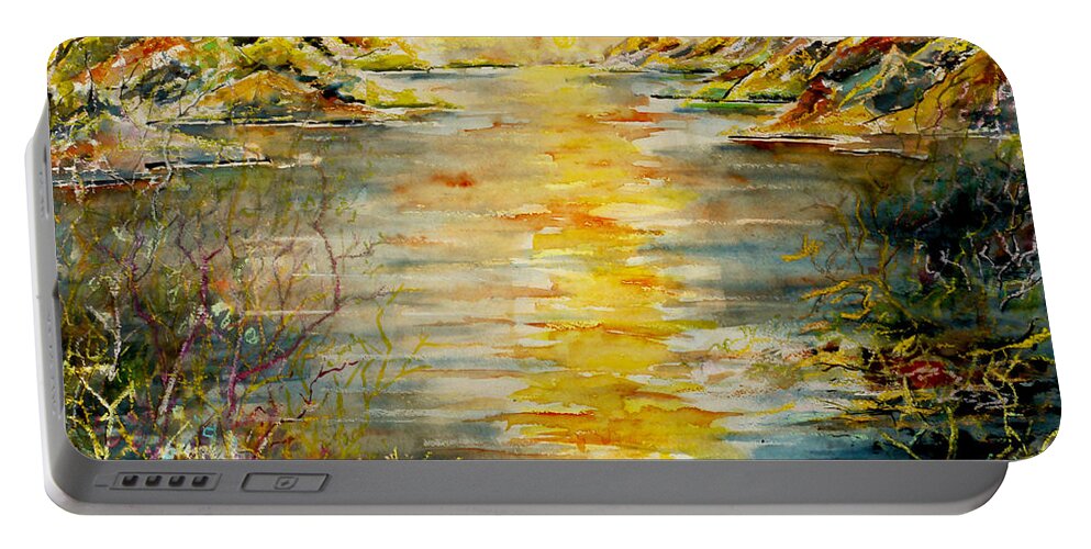 Watercolour Portable Battery Charger featuring the painting New Horizons by Almo M