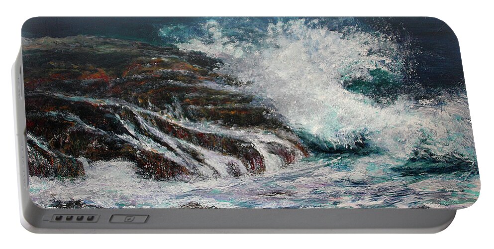 Original Portable Battery Charger featuring the painting Breaking Wave by Michele A Loftus