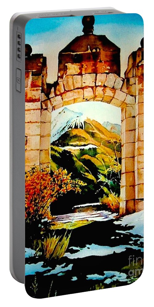 Aquarelle Portable Battery Charger featuring the painting Briancon - Fort des Tetes by Francoise Chauray