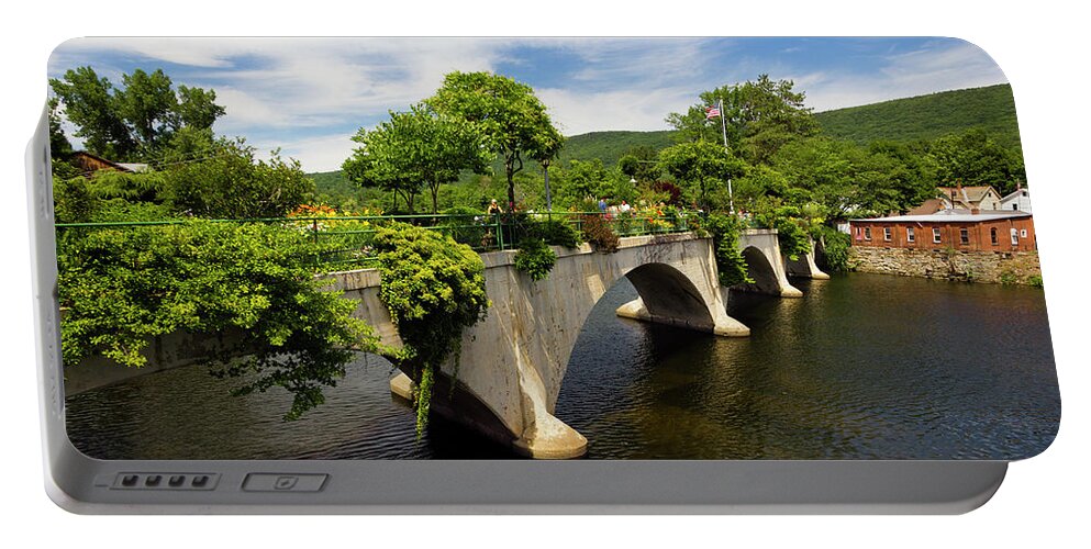 Landscape Portable Battery Charger featuring the photograph Bridge of Flowers Shelburne Falls, MA by Betty Denise