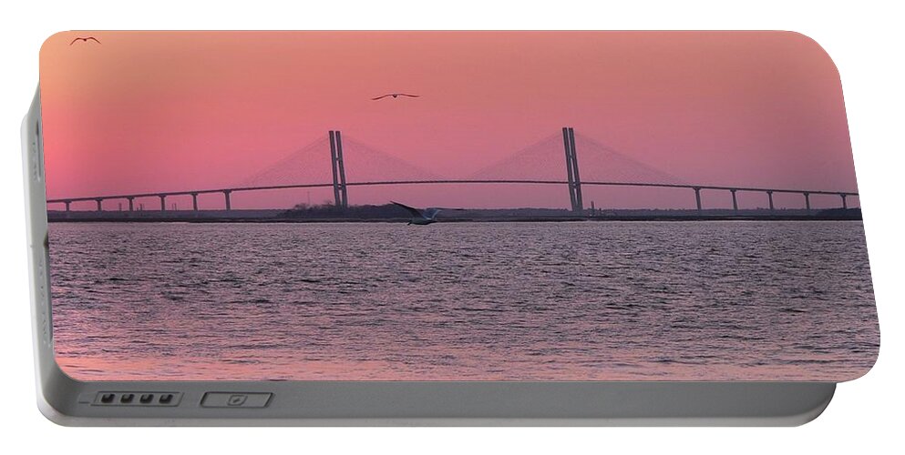 Lanier Portable Battery Charger featuring the photograph Bridge Sunset by Al Powell Photography USA