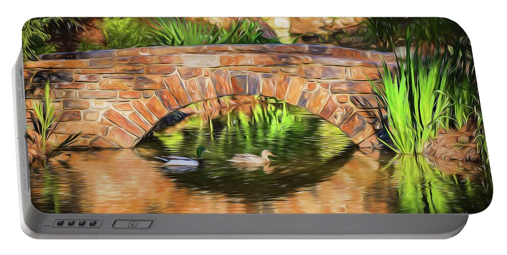 2017 Portable Battery Charger featuring the photograph Bridge with Ducks by Wade Brooks