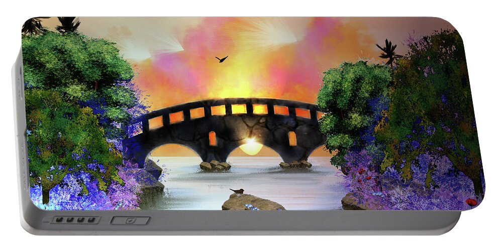 Digital Art Portable Battery Charger featuring the digital art Bridges, Not Walls by Artful Oasis