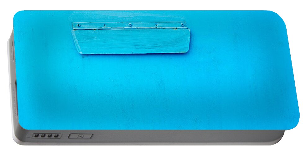 Antique Portable Battery Charger featuring the photograph Bright Blue Paint on Metal with Postbox by John Williams