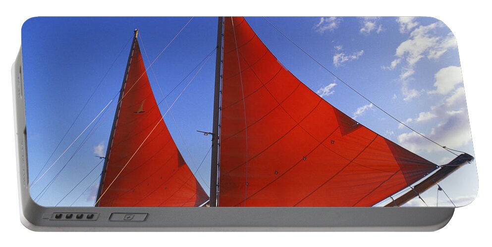 Afternoon Portable Battery Charger featuring the photograph Bright Red Sails by Bob Abraham - Printscapes
