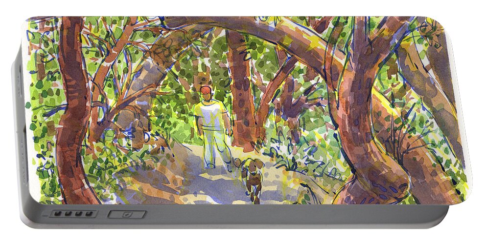 California Portable Battery Charger featuring the painting Briones Forest near Springhill Road by Judith Kunzle