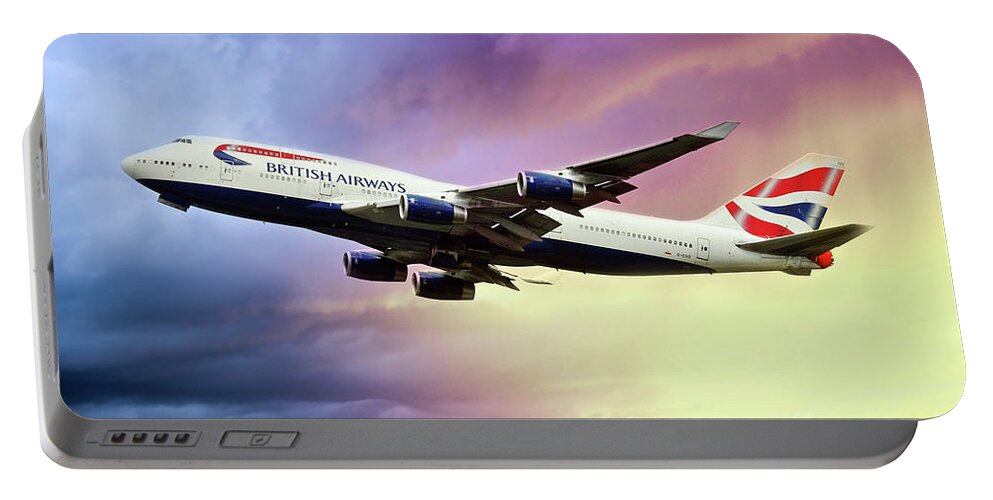 British Airways Portable Battery Charger featuring the digital art British Airways Boeing 747-400 by Airpower Art