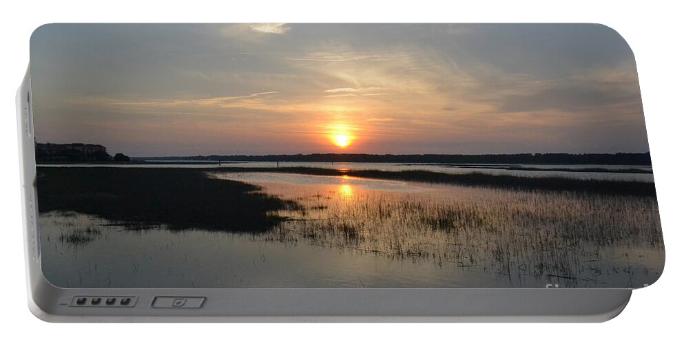 Sunset Portable Battery Charger featuring the photograph Broad Creek Sunset by Carol Bradley