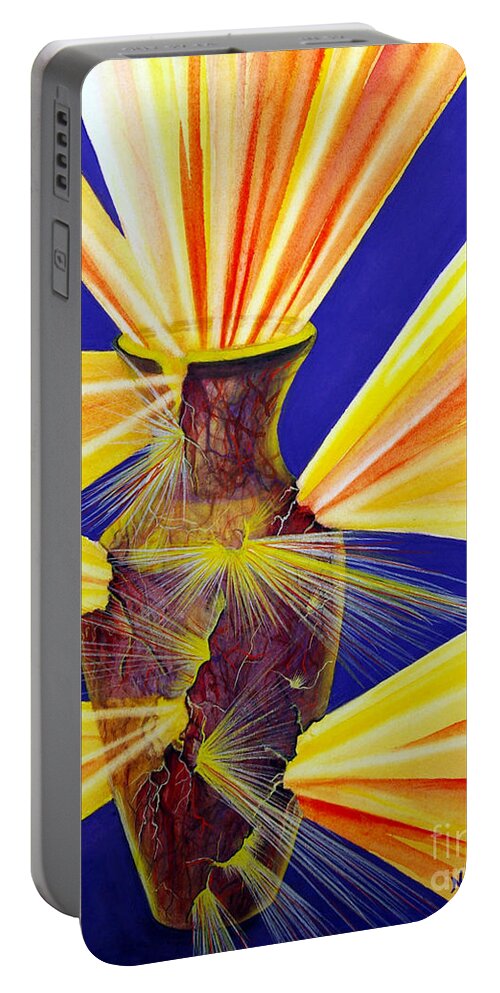 God Portable Battery Charger featuring the painting Broken Vessel by Nancy Cupp