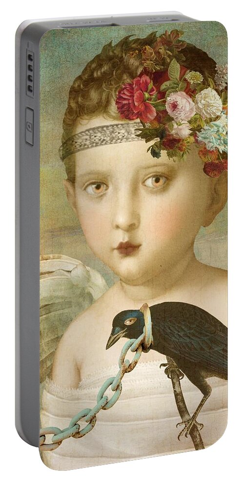 Angel Portable Battery Charger featuring the digital art Broken Wing by Lisa Noneman