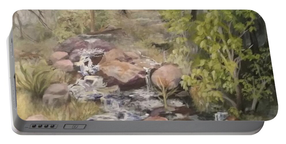 Brook Portable Battery Charger featuring the painting Brook by Saundra Johnson
