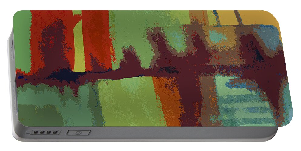 Abstract Portable Battery Charger featuring the painting Brooklyn Bridge Abstract by Julie Lueders 