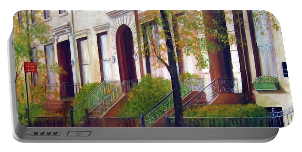 Nyc Portable Battery Charger featuring the painting Brooklyn Brownstone Corridor 2 by Leonardo Ruggieri