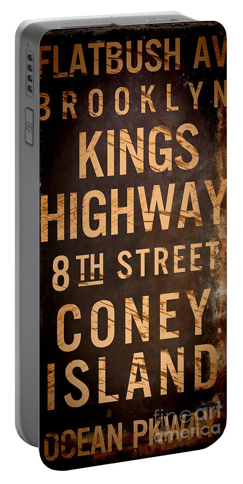 Brooklyn Portable Battery Charger featuring the painting Brooklyn Street Sign by Mindy Sommers