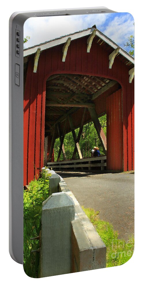 Covered Bridge Portable Battery Charger featuring the photograph Brookwood Covered Bridge by James Eddy