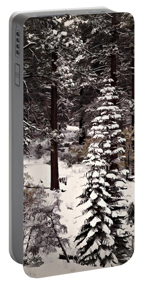 Background Portable Battery Charger featuring the photograph Brown Forest by Maria Coulson