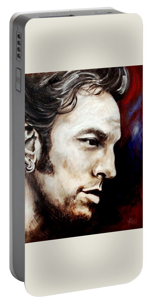 Bruce Springsteen Portable Battery Charger featuring the painting Bruce Springsteen by Katia Von Kral