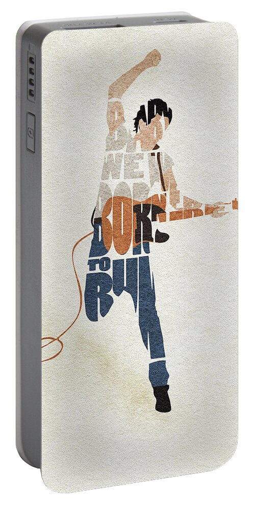Bruce Springsteen Portable Battery Charger featuring the digital art Bruce Springsteen Typography Art by Inspirowl Design