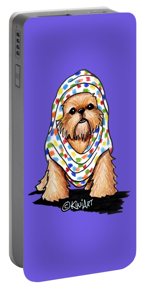 Brussels Griffon Portable Battery Charger featuring the drawing Brussels Griffon Beauty by Kim Niles aka KiniArt