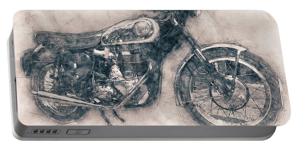 Bsa Gold Star Portable Battery Charger featuring the mixed media BSA Gold Star - 1938 - Motorcycle Poster - Automotive Art by Studio Grafiikka