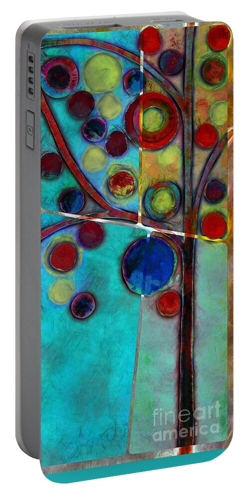 Tree Portable Battery Charger featuring the painting Bubble Tree - 7546l2 by Variance Collections