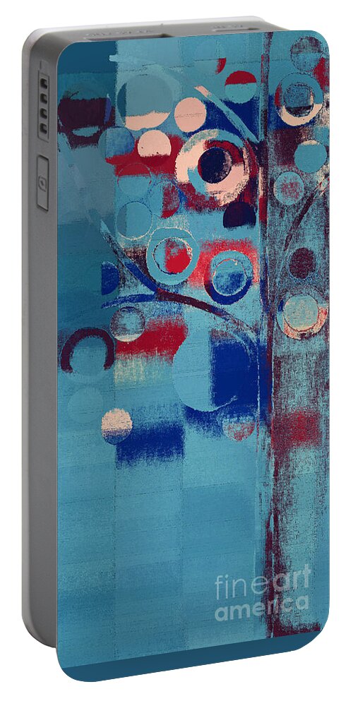 Blue Portable Battery Charger featuring the painting Bubble Tree - 85e-j4 by Variance Collections