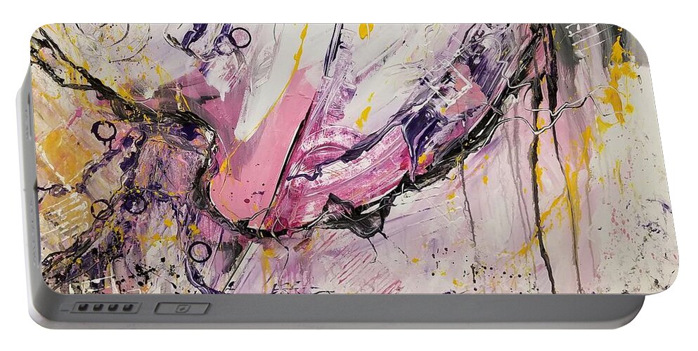 Abstract Portable Battery Charger featuring the painting Bubbling with Happiness by Terri Einer