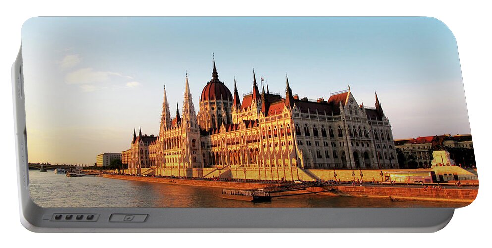 Government Building Portable Battery Charger featuring the photograph Budapest at Sunset by Loretta Luglio