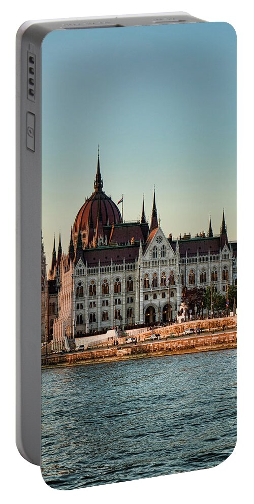 Budapest Portable Battery Charger featuring the photograph Budapest Parliament at Dusk by Sharon Popek