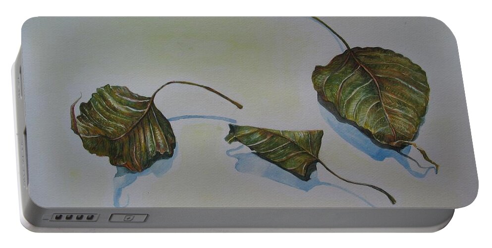 Buddha Portable Battery Charger featuring the painting Buddha Leaf 2 by Sukalya Chearanantana