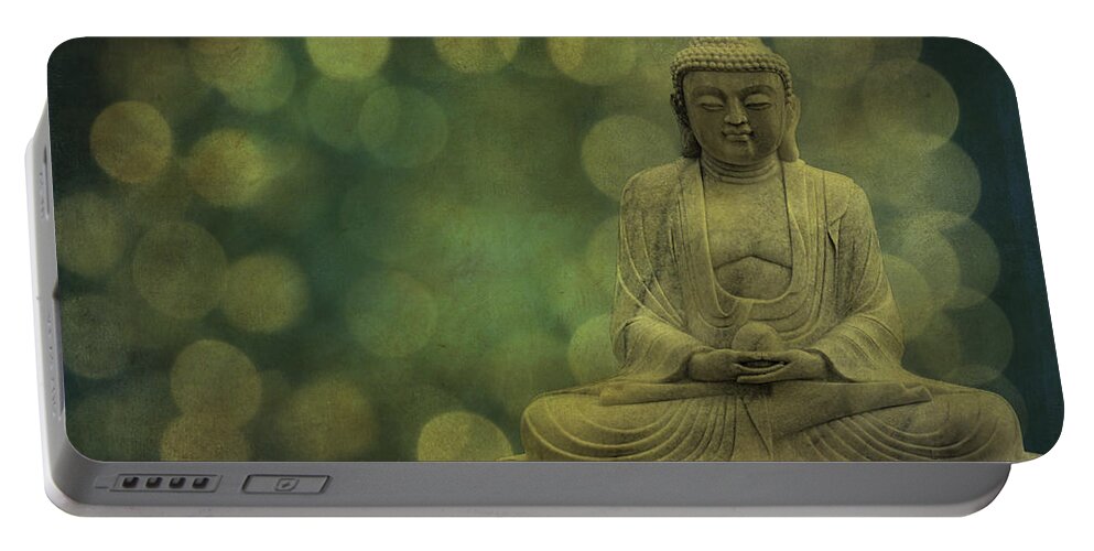 Buddha Portable Battery Charger featuring the photograph Buddha Light Gold by Hannes Cmarits