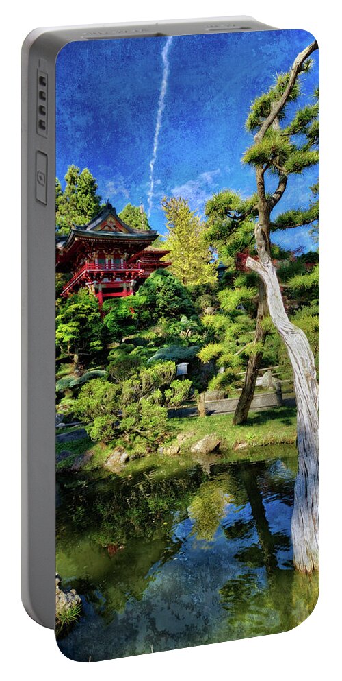California Portable Battery Charger featuring the photograph Buddhist Pagoda #2 - Japanese Tea Garden at Golden Gate Park - San Francisco by Jennifer Rondinelli Reilly - Fine Art Photography