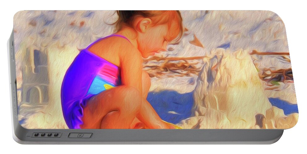Child Portable Battery Charger featuring the photograph Building Sand Castles by Ginger Wakem