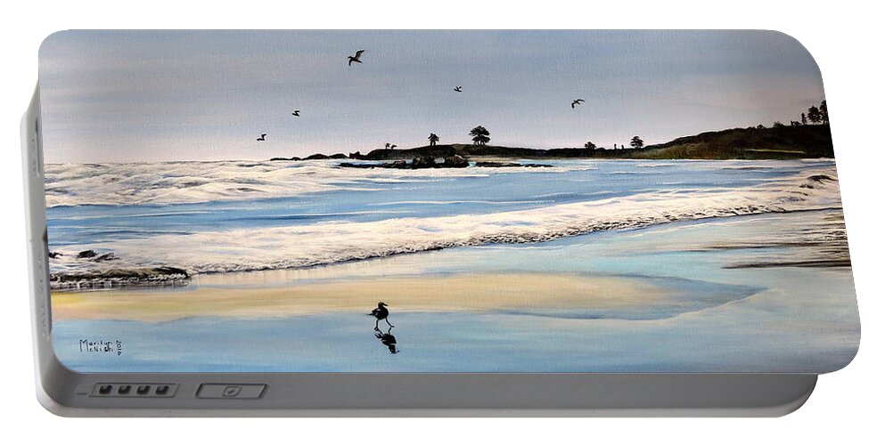 Pedasi Portable Battery Charger featuring the painting Bull Beach by Marilyn McNish