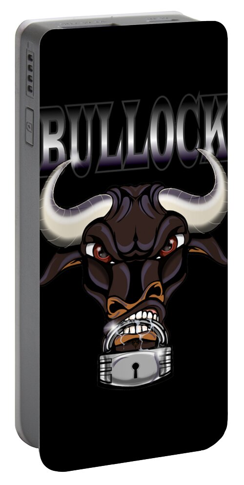 Beast Portable Battery Charger featuring the digital art Bullock by Demitrius Motion Bullock