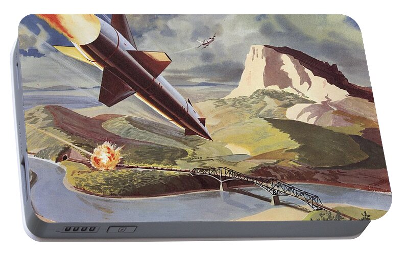 Bullpup Air To Surface Missile Portable Battery Charger featuring the painting Bullpup Air To Surface Missile by American School