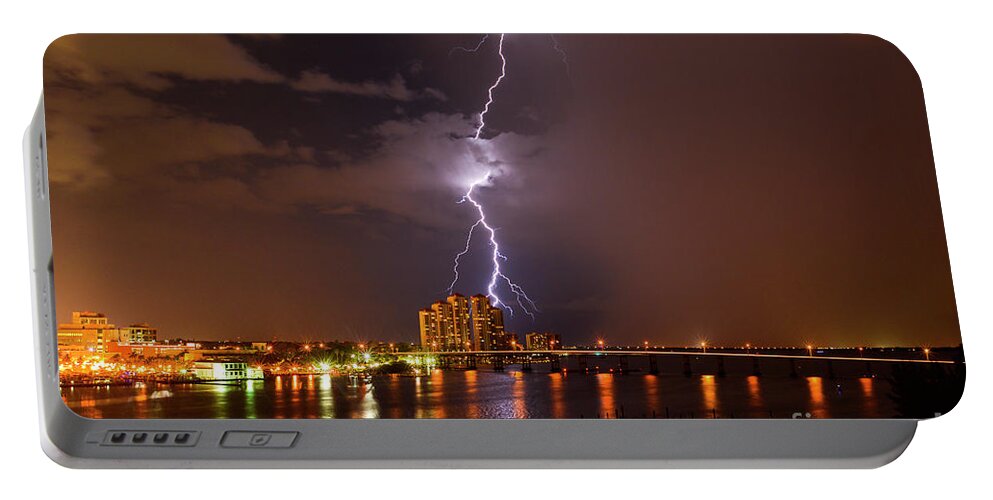 Lightning Portable Battery Charger featuring the photograph Bulls Eye by Quinn Sedam