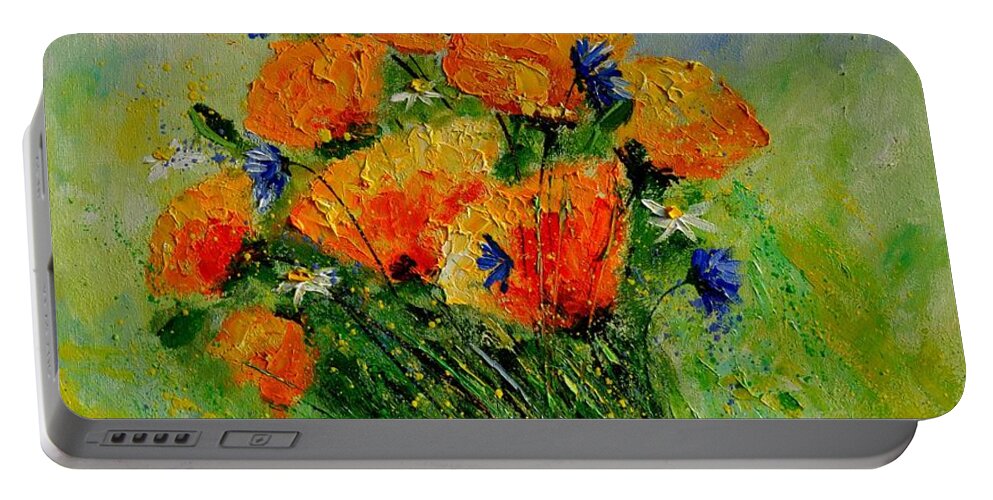 Poppies Portable Battery Charger featuring the painting Bunch poppies 67 by Pol Ledent